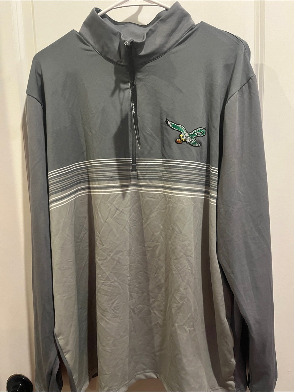 Gray Two-Tone Quarter Zip Pullover with Philadelphia Eagles